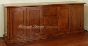 Credenzone basso in legno massello di noce arte povera piallato a mano